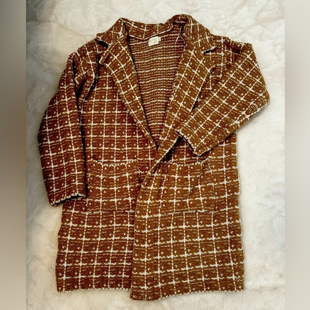 Dry Goods Brown and White Plaid Jacket/Sweater